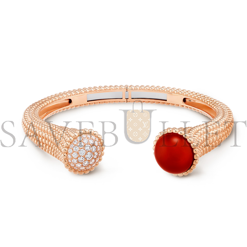 v*n cl*f arpels perlÉe couleurs bracelet, medium model - rose gold, carnelian, Di*m*nd  vcarp27400